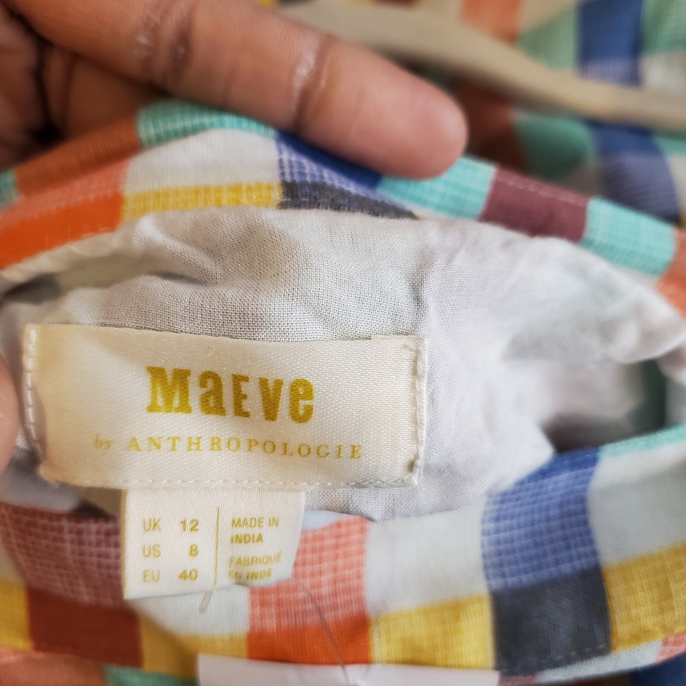Anthropologie Multicolor Gingham Maxi Skirt - Yellow, Blue, Orange, Green - Picture 5 of 7